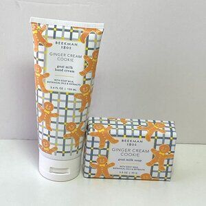 New Beekman 1802 Goat Milk Ginger Cream Cookie Hand Cream and Bar Soap Set